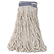 Rubbermaid Commercial Universal Headband Mop Head, Cotton, White, 32oz, 1" Blue Band, 12/Carton (E139)