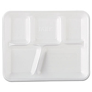 Genpak FOAM SCHOOL TRAYS, 5-COMPARTMENT, 8.4 X 10.4 X 1.25, WHITE, 500/CARTON (10500)