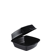 Dart Foam Hinged Lid Containers, Large Sandwich, 6 x 5.9 x 3, Black, 125/Bag, 4 Bags/Carton (60HTB1)