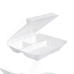Dart Foam Hinged Lid Containers, 3 Compartments, 7.5 x 8 x 2.3, White, 200/Carton (80HT3R)