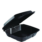 Dart Insulated Foam Hinged Lid Containers, 9.01 x 9.4 x 3.1, Black, 100/Bag, 2 Bags/Carton, 200 Containers/Carton (90HTPFB1R)