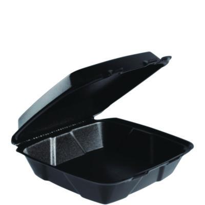 Dart Insulated Foam Hinged Lid Containers, 9.01 x 9.4 x 3.1, Black, 100/Bag, 2 Bags/Carton, 200 Containers/Carton (90HTPFB1R)