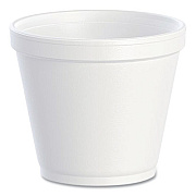 Dart Food Containers, Squat, 8 oz, White, Foam, 1,000/Carton (8SJ12)