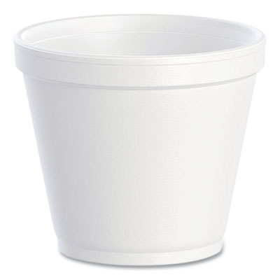 Dart Food Containers, Squat, 8 oz, White, Foam, 1,000/Carton (8SJ12)