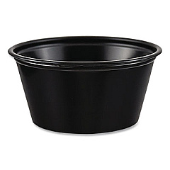 Dart Polystyrene Portion Cups, 2 oz, Plastic, Black, 250/Bag, 10 Bags/Carton (P200BLK)
