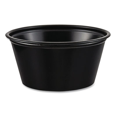 Dart Polystyrene Portion Cups, 2 oz, Plastic, Black, 250/Bag, 10 Bags/Carton (P200BLK)