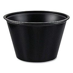 Dart Polystyrene Portion Cups, 4 oz, Plastic, Black, 250/Bag, 10 Bags/Carton (P400BLK)
