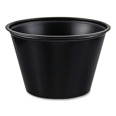 Dart Polystyrene Portion Cups, 4 oz, Plastic, Black, 250/Bag, 10 Bags/Carton (P400BLK)