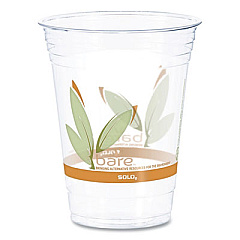 Dart Bare Eco-Forward RPET Cold Cups ProPlanet Seal, 16 oz to 18 oz, Plastic, Leaf Design, Clear, 50/Pack, 20 Packs/Carton (RTP16DBARECT)