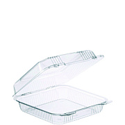 Dart StayLock Clear Hinged Lid Containers, 8.6 x 9 x 3, Clear, Plastic, 100/Pack, 2 Packs/Carton (C55UT1)