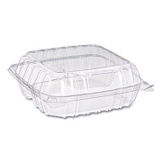Dart ClearSeal Hinged-Lid Plastic Containers, 8.25 x 8.25 x 3, Clear, Plastic, 125/Pack, 2 Packs/Carton (C90PST3)