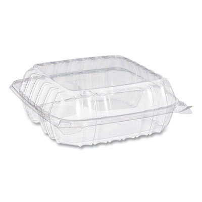 Dart ClearSeal Hinged-Lid Plastic Containers, 8.25 x 8.25 x 3, Clear, Plastic, 125/Pack, 2 Packs/Carton (C90PST3)