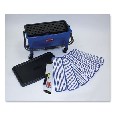 Rubbermaid Commercial Microfiber Floor Finishing System, 3 gal, Blue/Black/White (Q050)