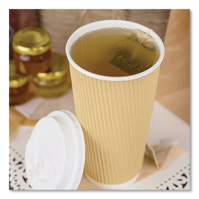 Karat Ripple Hot Cups, 20 oz, Paper, Kraft/White, 500/Carton (CKRC520)