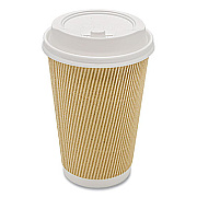 Karat Ripple Hot Cups, 16 oz, Paper, Kraft/White, 500/Carton (CKRC516)