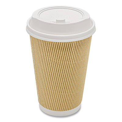 Karat Ripple Hot Cups, 16 oz, Paper, Kraft/White, 500/Carton (CKRC516)