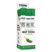 Think Jerky Jalapeno 100% Grass-Fed Beef Sticks, 1 oz Individually Wrapped Sticks, 20/Carton (33700003)
