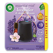 Air Wick Essential Mist Starter Kit, Lavender and Almond Blossom, 0.67 oz Bottle, 4/Carton (98576)