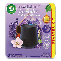 Air Wick Essential Mist Starter Kit, Lavender and Almond Blossom, 0.67 oz Bottle, 4/Carton (98576)