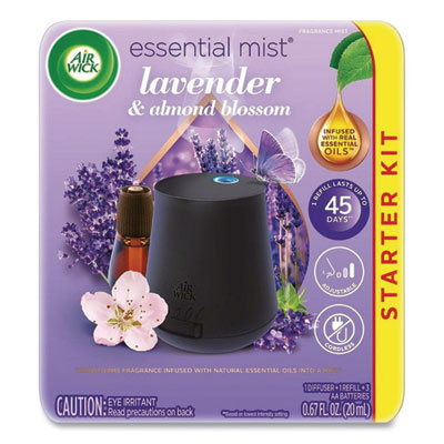 Air Wick Essential Mist Starter Kit, Lavender and Almond Blossom, 0.67 oz. Bottle (98576KT)