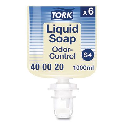 Tork Odor-Control Hand Soap Liquid S4 Refill, Perfume-Free, 1 L, 6/Carton (400020)