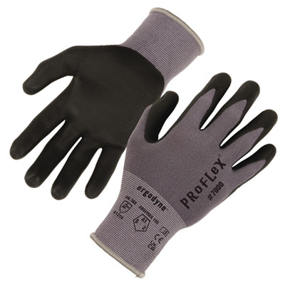 ergodyne ProFlex 7000 Nitrile-Coated Gloves Microfoam Palm, EN388: 4121A, 9" Long, X-Small, Gray, 12 Pairs (10361)