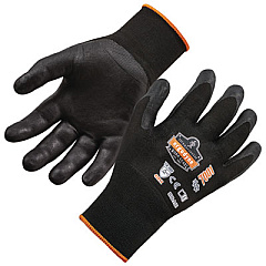 ergodyne ProFlex 7001 Nitrile-Coated Gloves, EN388: 4121X, 8.25" Long, X-Small, Black, Pair (17951)