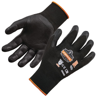 ergodyne ProFlex 7001 Nitrile-Coated Gloves, EN388: 4121X, 8.25" Long, X-Small, Black, Pair (17951)