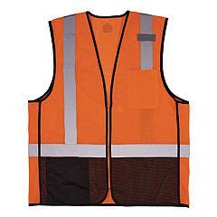 ergodyne GloWear 8210Z Hi-Vis Class 2 Mesh Vest, 2X-Large to 3X-Large, Orange (23027)