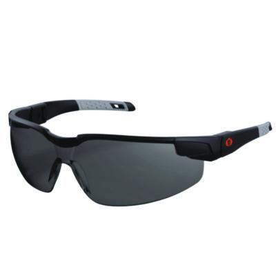 ergodyne Skullerz DELLENGER Anti-Scratch Anti-Fog Safety Glasses with Adjustable Temples, Matte Black Half Frame, Smoke Single Lens (50067)