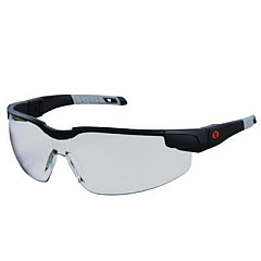 ergodyne Skullerz DELLENGER Anti-Scratch Anti-Fog Safety Glasses, Adjustable Temples, Matte Black Half Frame, Clear Single I/O Lens (50068)