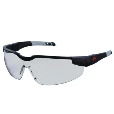 ergodyne Skullerz DELLENGER Anti-Scratch Anti-Fog Safety Glasses, Adjustable Temples, Matte Black Half Frame, Clear Single I/O Lens (50068)