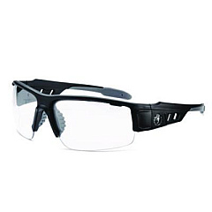 ergodyne Skullerz DAGR Anti-Scratch Enhanced Anti-Fog Safety Glasses, Matte Black Half Frame, Clear Dual Lens (52005)