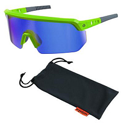 ergodyne Skullerz AEGIR Anti-Scratch Enhanced Anti-Fog Safety Glasses, Lime Half Frame, Mirrored Blue Single Lens (55018)