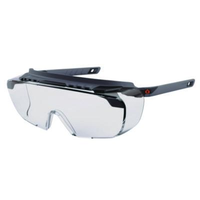 ergodyne Skullerz OSMIN Anti-Scratch Enhanced Anti-Fog Safety Glasses, Matte Black Half Frame OTG, Clear Single Lens (55102)