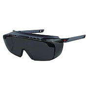 ergodyne Skullerz OSMIN Anti-Scratch Enhanced Anti-Fog Safety Glasses, Matte Black Half Frame OTG, Smoke Single Lens (55106)