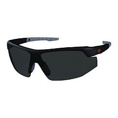 ergodyne Skullerz SKOLL Anti-Scratch Enhanced Anti-Fog Safety Glasses, Matte Black Half Frame, Smoke Single Lens (59035)
