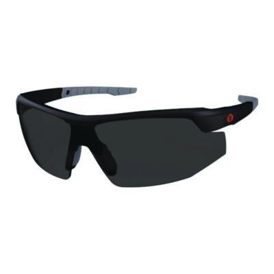 ergodyne Skullerz SKOLL Anti-Scratch Enhanced Anti-Fog Safety Glasses, Matte Black Half Frame, Smoke Single Lens (59035)
