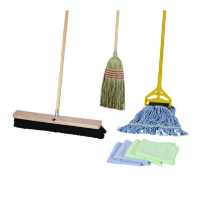 Boardwalk Cleaning Kit, Medium Blue Cotton/Rayon/Synthetic Head, 60" Natural/Yellow Wood/Metal Handle (CLEANKIT)