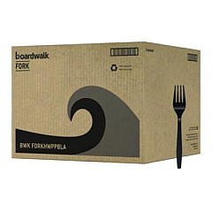 Boardwalk Heavyweight Polypropylene Cutlery, Fork, Plastic, Black, 1,000/Carton (FORKHWPPBLA)