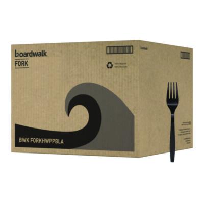 Boardwalk Heavyweight Polypropylene Cutlery, Fork, Plastic, Black, 1,000/Carton (FORKHWPPBLA)