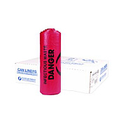 Inteplast Group Institutional Low-Density Can Liners, Infectious Waste Biohazard, 33 gal, 1.3 mil, 33 x 39, Red, Interleaved, 25/RL, 6 RL/CT (SL3339R)