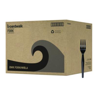 Boardwalk Heavyweight Polystyrene Cutlery, Fork, Plastic, Black, 1,000/Carton (FORKHWBLA)