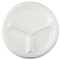 Genpak Elite Laminated Foam Dinnerware, 3-Comp Plate, 10.25"dia, White, 125/pk, 4 Pk/ct (LAM13)