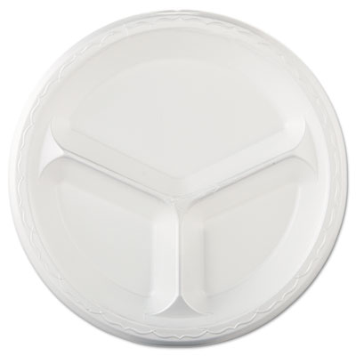 Genpak Elite Laminated Foam Dinnerware, 3-Comp Plate, 10.25"dia, White, 125/pk, 4 Pk/ct (LAM13)