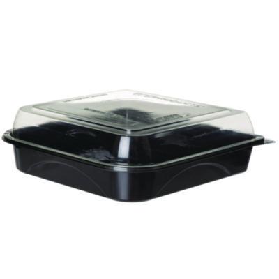 Eco-Products 100% Recycled Content 9" Premium Take Out Containers, 42 oz, 9 x 8.8 x 1.6, Black/Clear, Plastic, 50/Pack, 3 Packs/Carton (EPPTOR9)