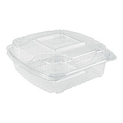 Eco-Products Renewable and Compostable Clear Clamshell Hinged Food Containers, 8 x 8 x 3, Plastic, 80/Pack, 2 Packs/Carton (EPLC81)