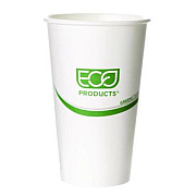 Eco-Products GreenStripe Renewable and Compostable Hot Cups, 16 oz, Paper, White/Green, 50/Pack, 20 Packs/Carton (EPBHC16GS)