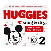 Huggies Snug and Dry Diapers, Size 2, 12 lbs to 18 lbs, 116/Carton (56433)