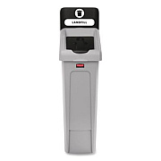 Rubbermaid Commercial Slim Jim Recycling Station Kit, 1-Stream Landfill, 23 gal, Plastic, Gray/Black (2185053)